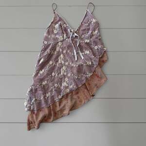 SOLDLight Before Dark Pink Floral Embroidered Lace-Up Dress - Size Small